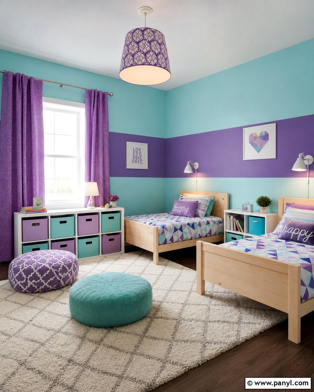 Aqua Blue And Soft Violet Kids Room Walls - 25 Blue And Purple Wall Paint Ideas