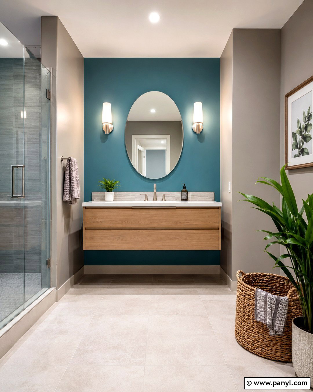 Aqua Blue Bathroom Vanity Wall - 20 Pop Of Color Wall Paint Ideas