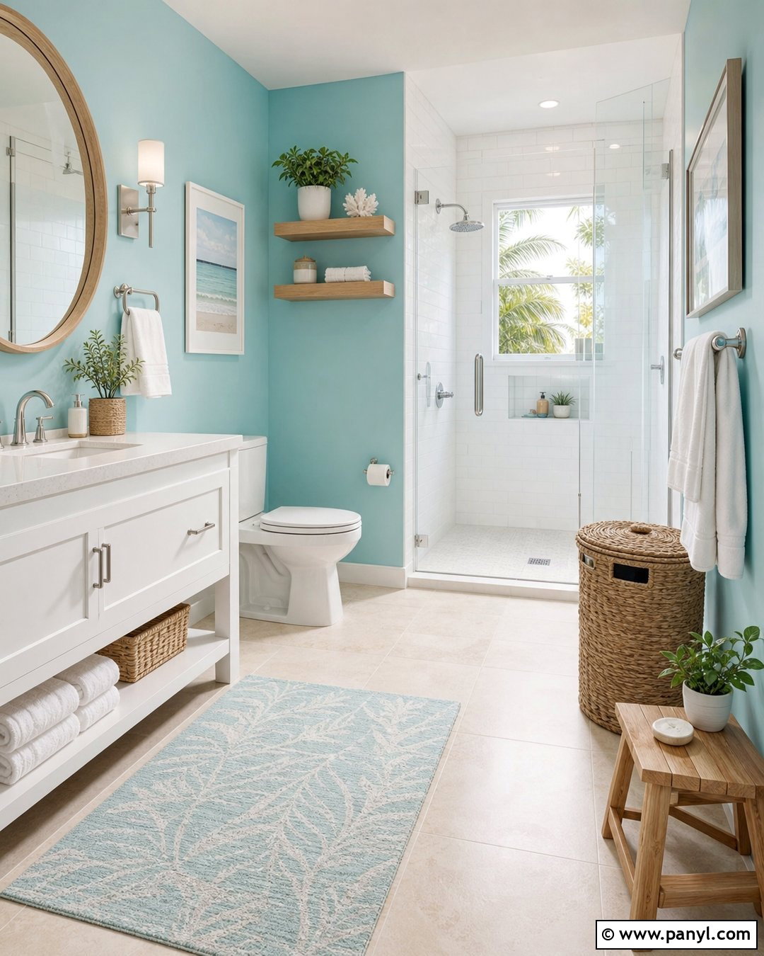 Aqua Blue Bathroom Walls - 35 Blue Bathroom Walls