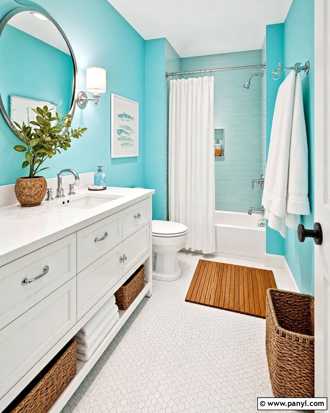 Aqua Blue Bathroom Walls - 50 blue walls