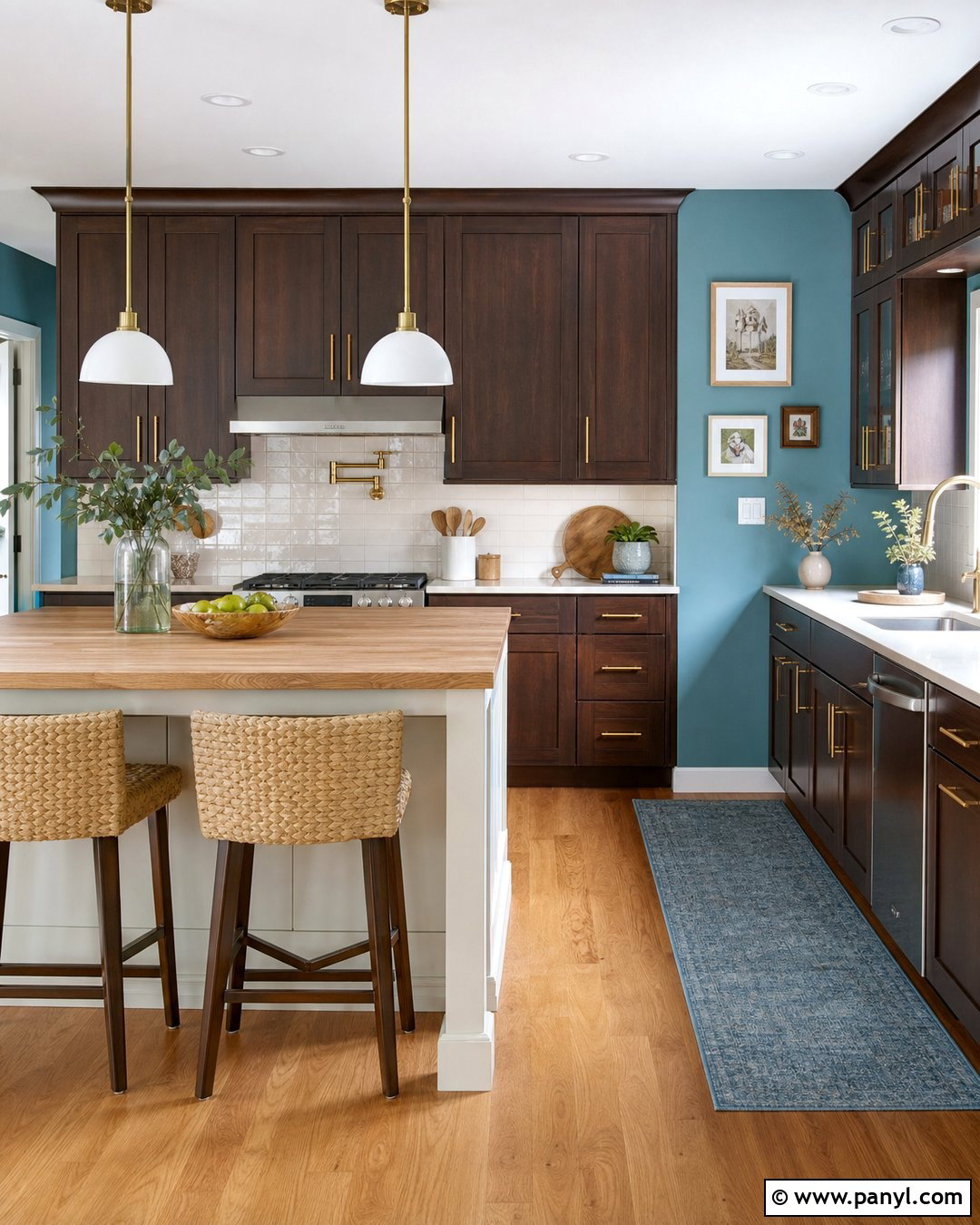 Aqua Blue Kitchen Walls With Espresso Cabinets - 20 Blue Kitchen Walls With Dark Cabinets