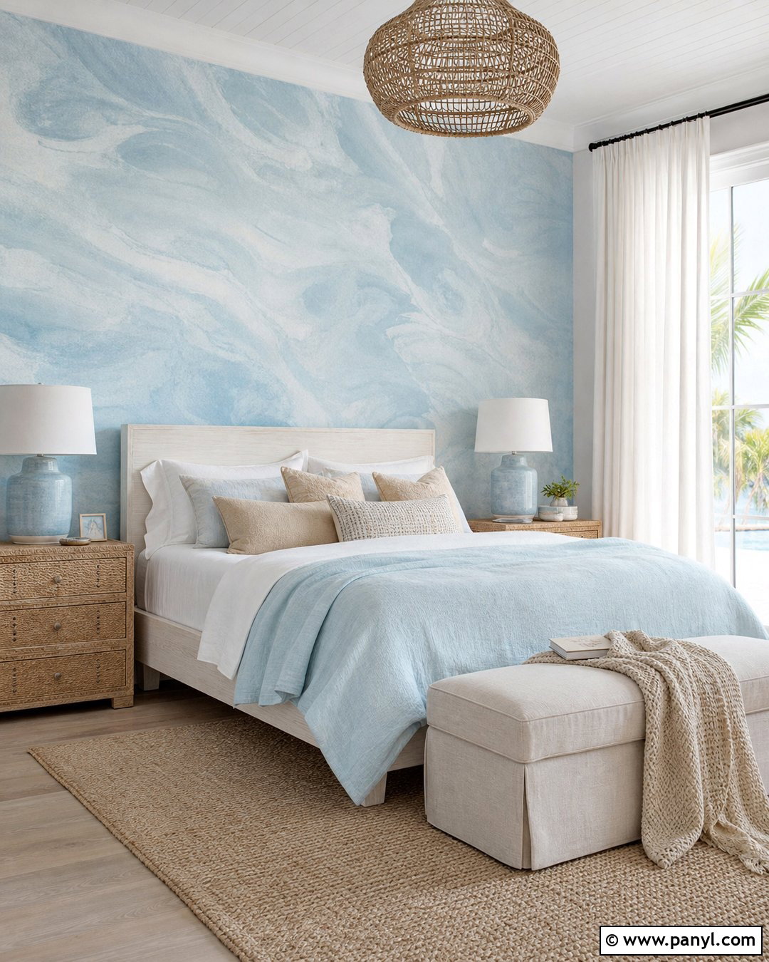 Aqua Blue Sand Swirl Wall - 30 texture colour wall ideas