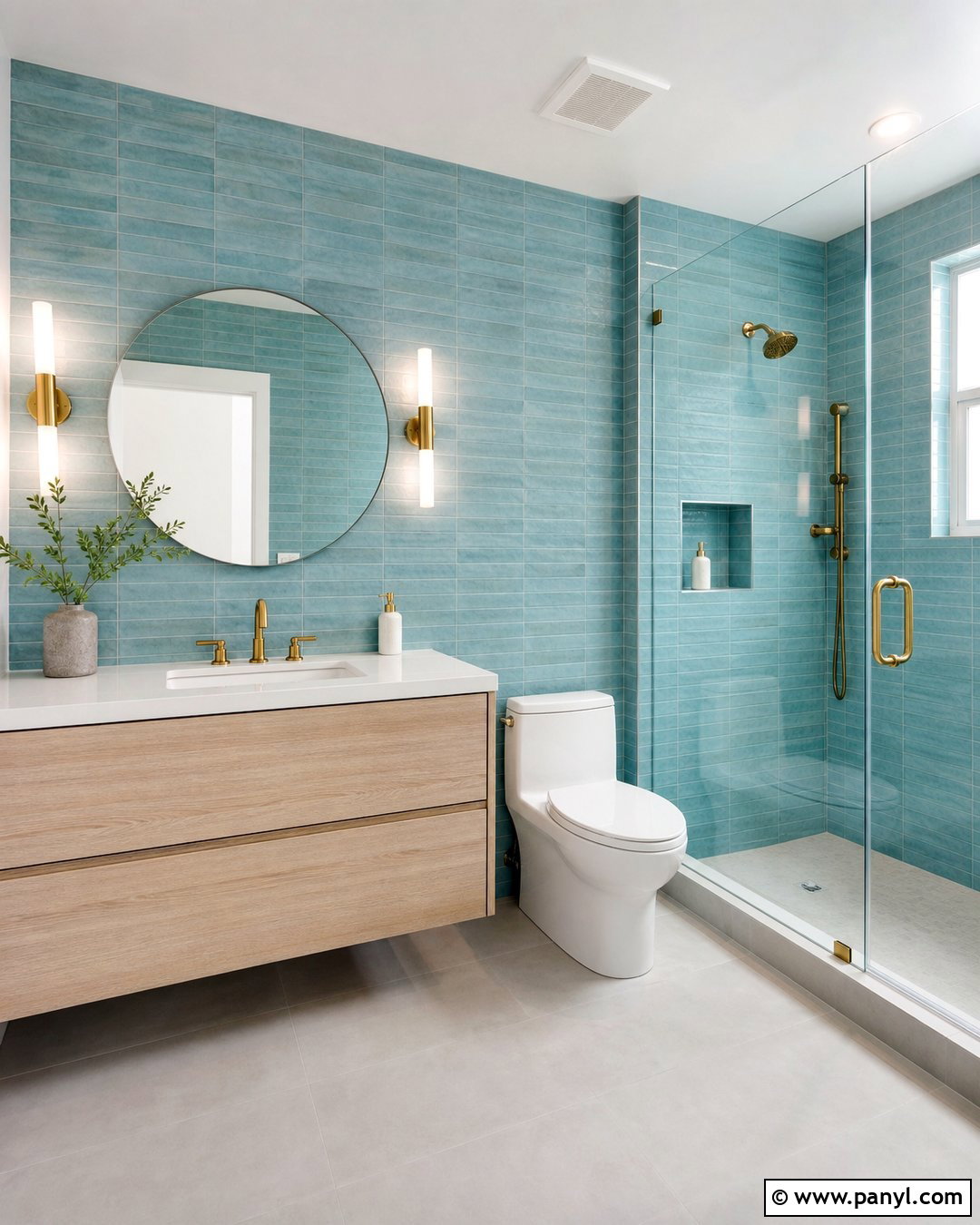 Aqua Blue Tile Bathroom Wall - 25 Textured Blue Wall Ideas