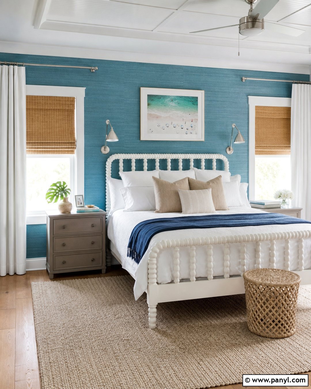 Aqua Coastal Bedroom Accent Wall - 35 colorful accent wall ideas