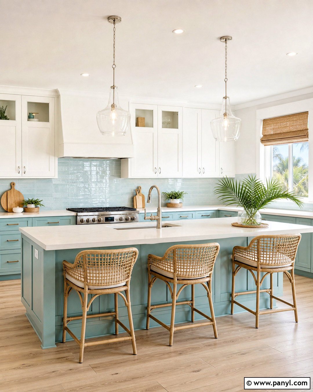 Aqua Coastal Kitchen - 20 green blue kitchen ideas