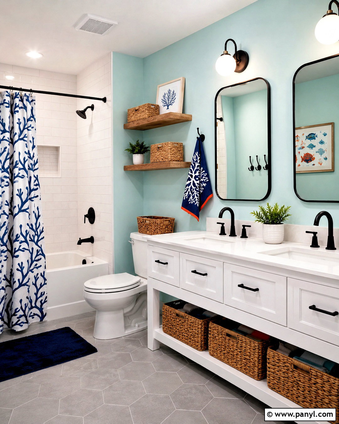 Aqua Kids Bathroom Wall Color - 40 Room Wall Color Ideas