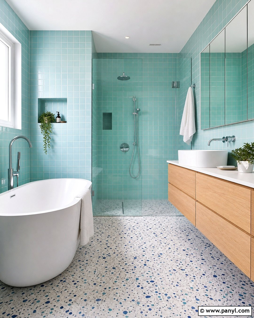 Aqua Mosaic Bathroom Wall - 20 Modern Bathroom With Blue Mosaic Wall Ideas
