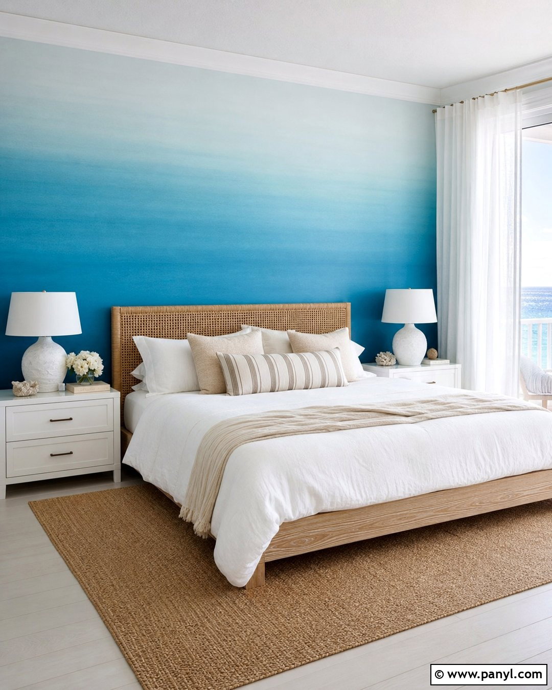 Aqua Ombre Accent Wall Coastal Bedroom - 25 Ombre Accent Wall Ideas