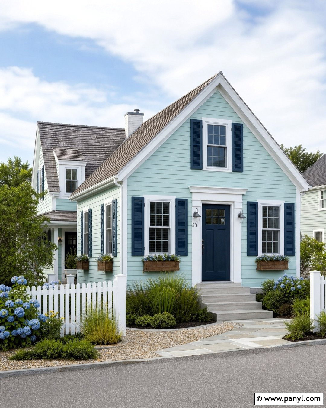 Aqua Outside Wall Colour With Navy - 35 outside wall colour ideas