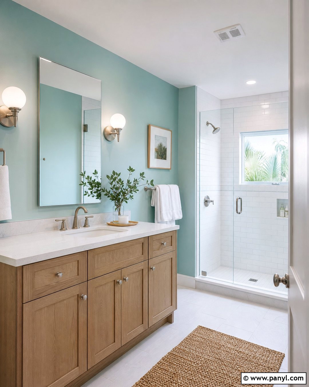 Aqua Satin Bathroom Walls - 30 satin paint on walls