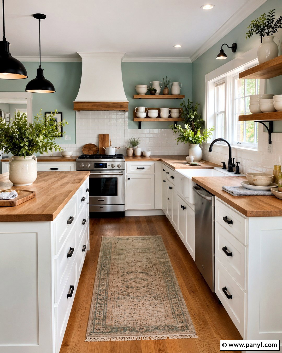 Aqua Wall Paint In A Farmhouse Kitchen - 20 aqua wall paint ideas