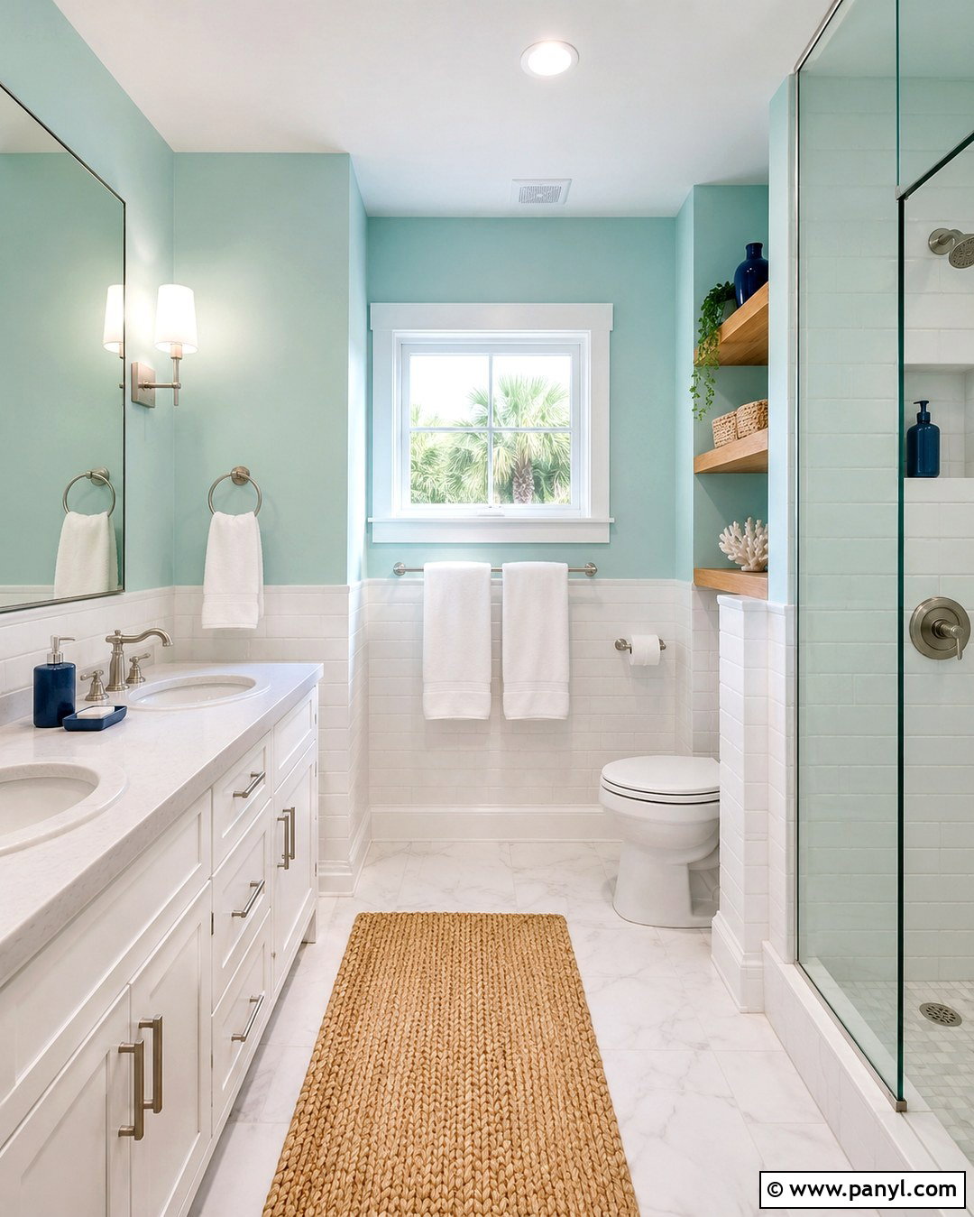Aqua Wall Paint In A White Bathroom - 20 aqua wall paint ideas
