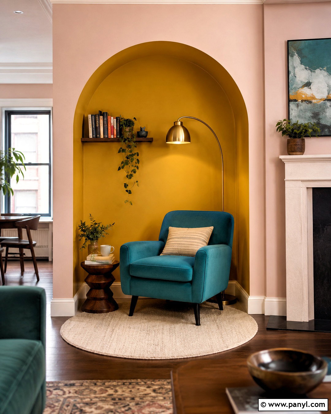Arch Color Block Reading Nook - 20 color block interior design ideas