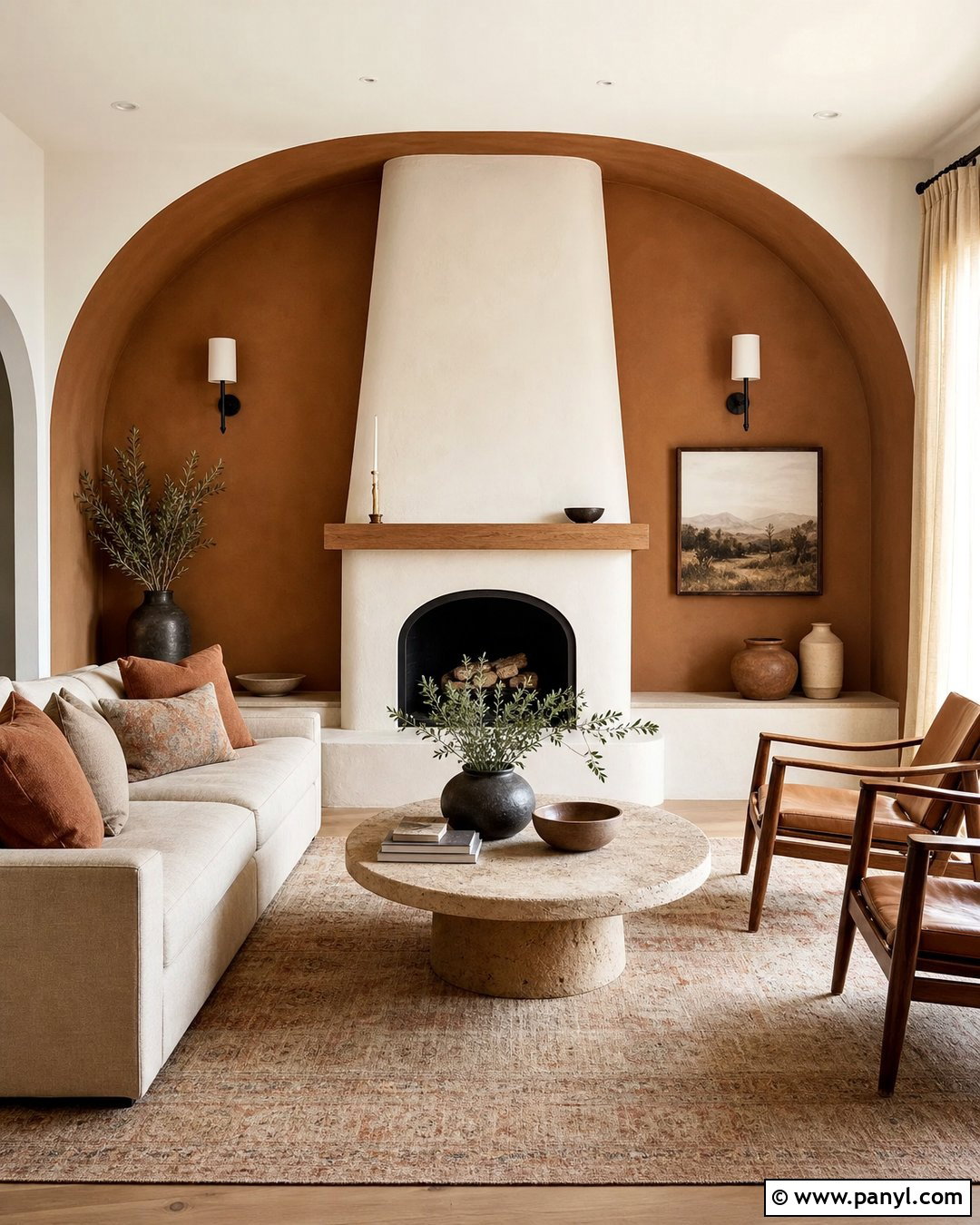 Arched Accent Wall Around A Fireplace - 20 Arched Painted Accent Wall Ideas