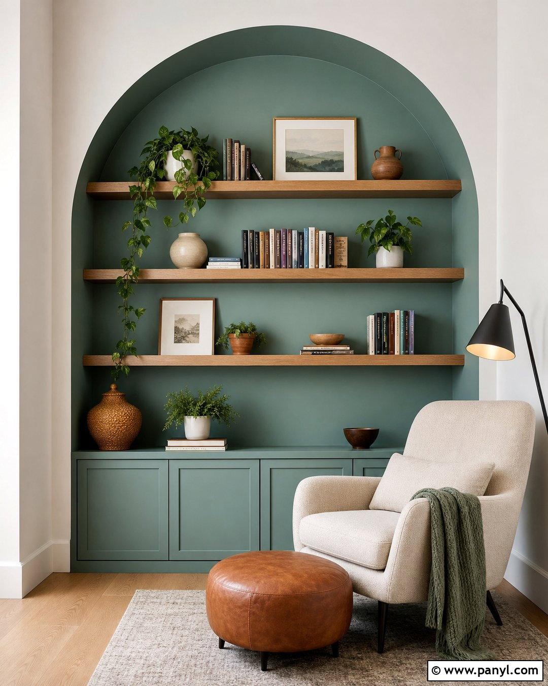 Arched Accent Wall With Floating Shelves - 20 Arched Painted Accent Wall Ideas