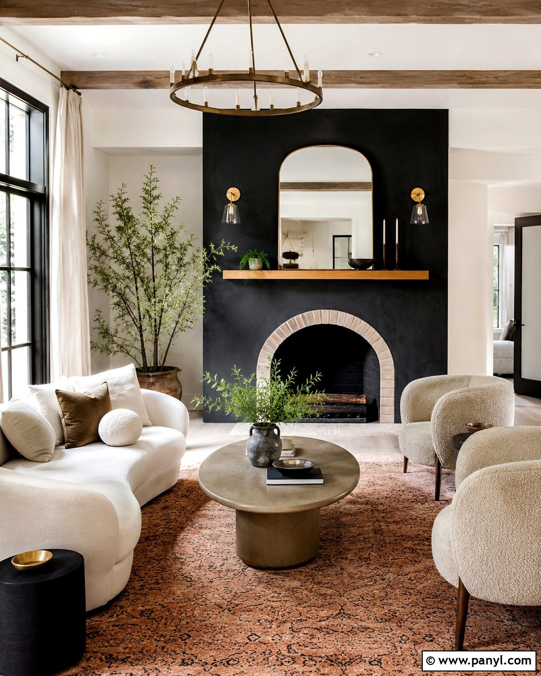 Arched Black Fireplace Wall - 20 Black Accent Wall Living Room Fireplaces