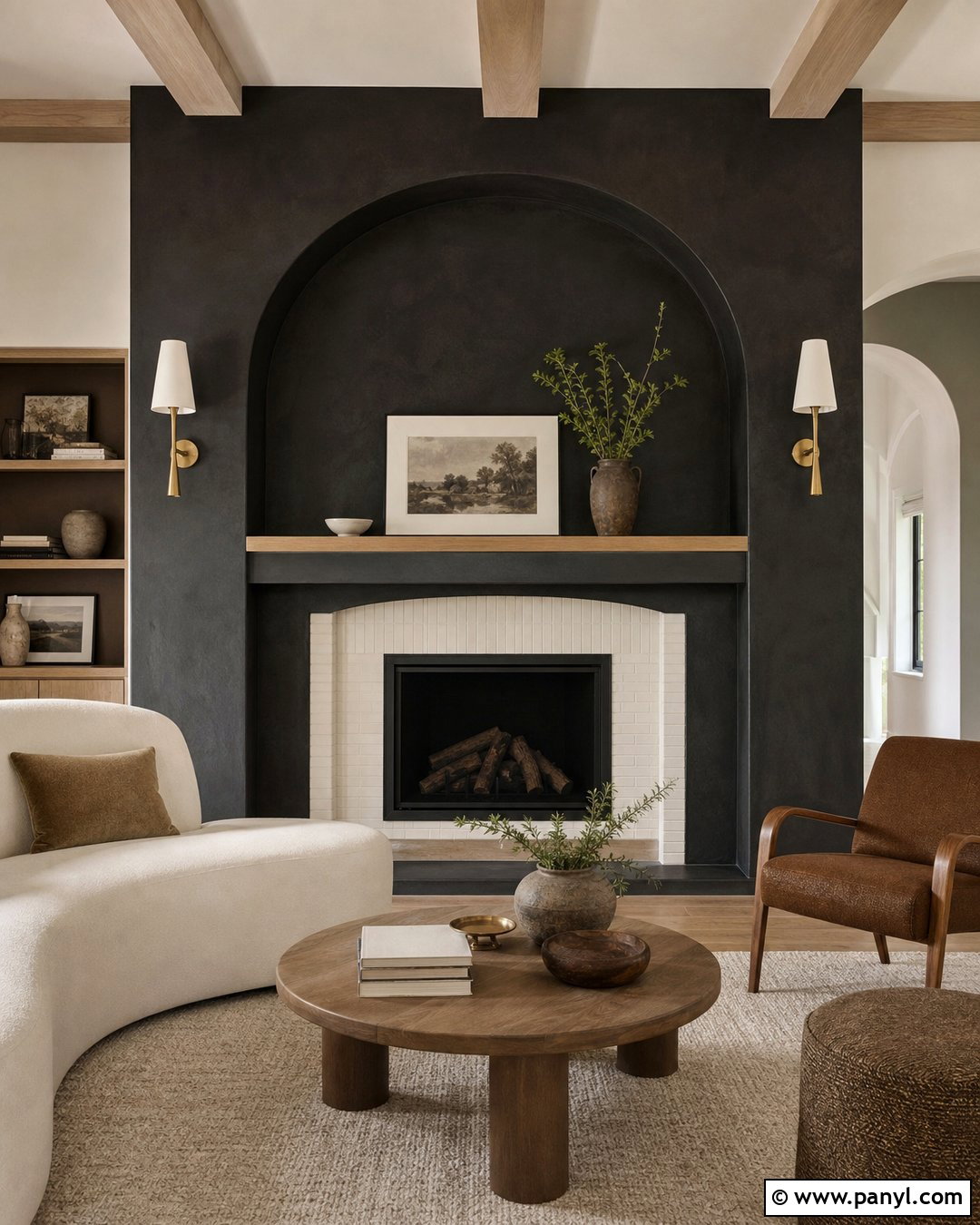 Arched Black Fireplace Wall - 20 Black Accent Wall Fireplace Ideas