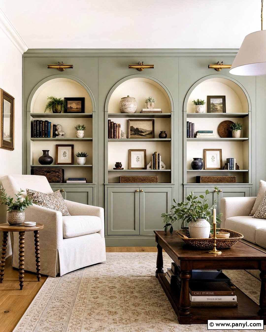 Arched Bookshelf Accent Wall - 20 cute accent wall ideas
