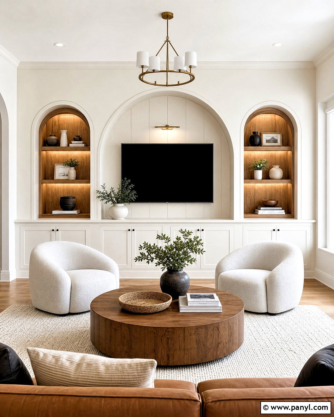 Arched Built-In TV Wall - 20 high ceiling tv wall ideas