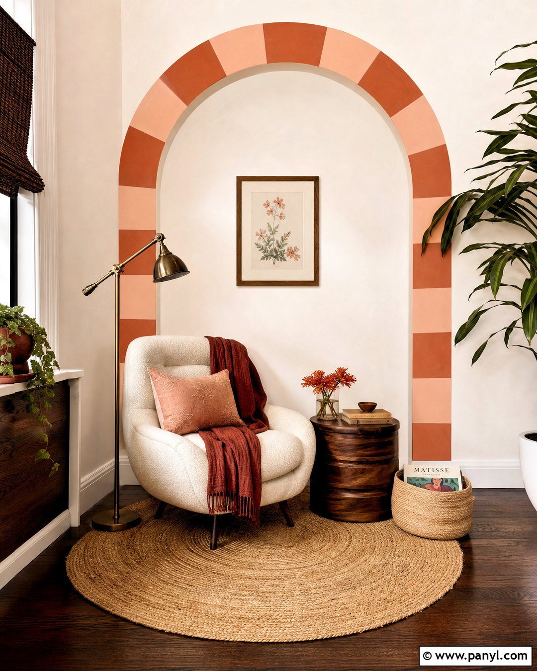 Arched Checkered Reading Nook Wall - 20 diy checkered wall ideas