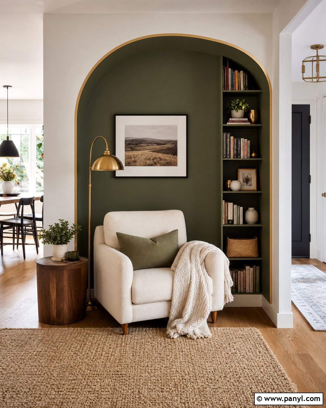 Arched Gold Stripe Reading Nook Wall - 35 gold stripe wall ideas