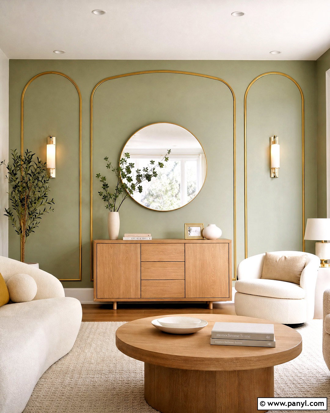 Arched Golden Strip Wall Panels - 20 golden strip wall design ideas