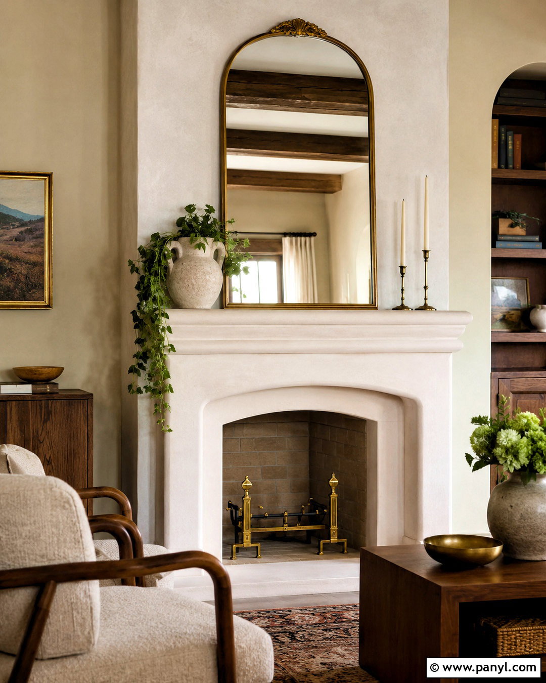 Arched Mirror Above Fireplace Mantel - 20 mirror wall decor ideas