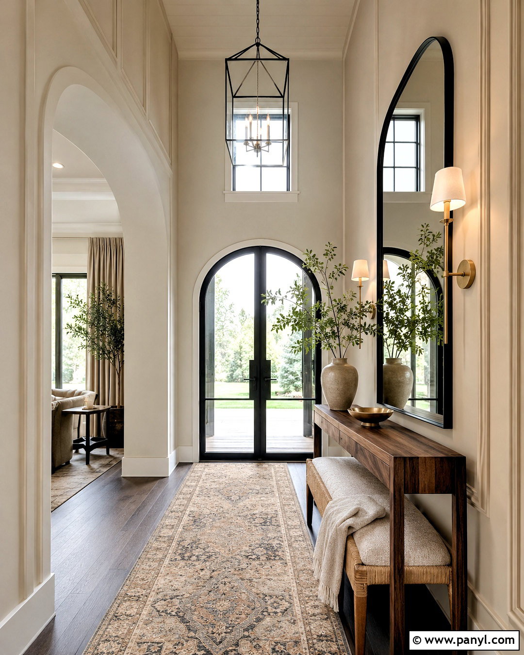 Arched Mirror Accent Wall - 35 tall accent wall high ceilings