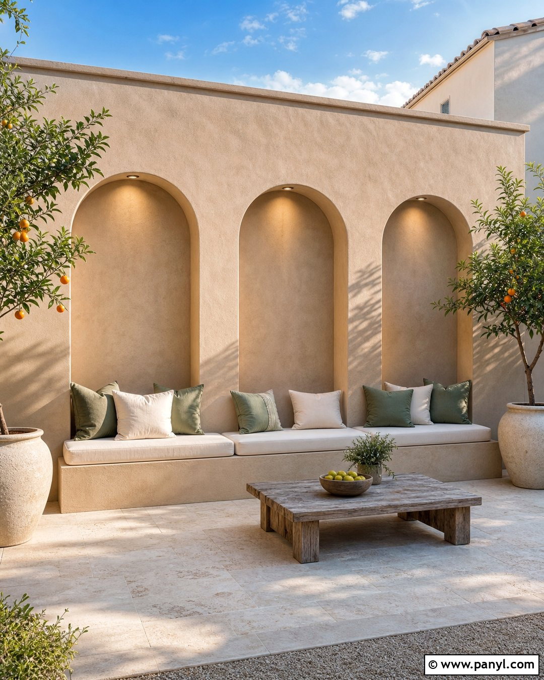 Arched Niche Outdoor Accent Wall - 35 Outdoor Accent Wall Ideas