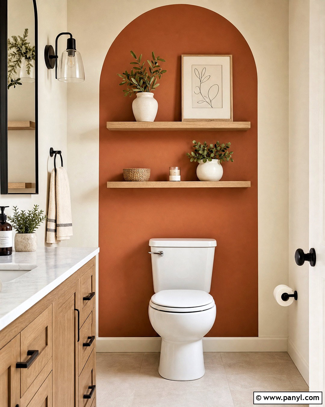 Arched Paint Behind Toilet Accent Wall - 20 behind toilet accent wall ideas