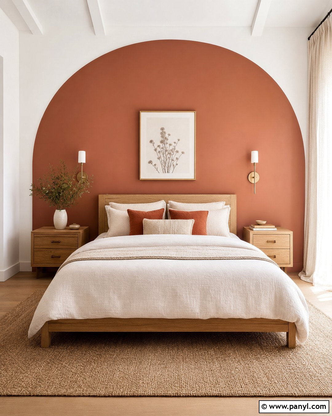Arched Paint Contrast Wall Bedroom - 30 Contrast Wall Ideas