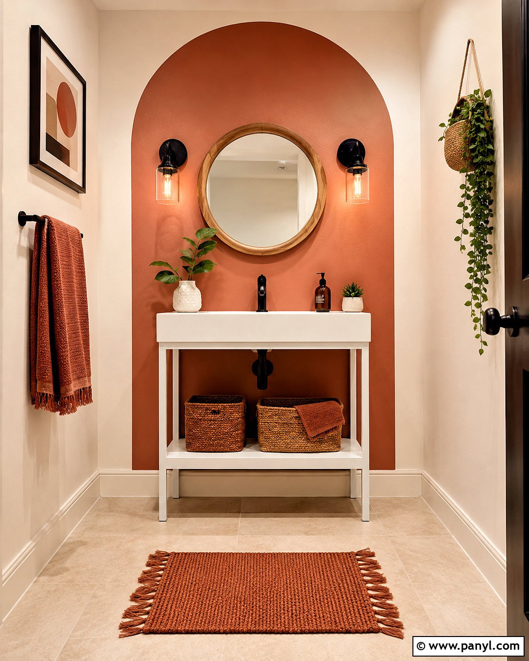 Arched Painted Powder Room Accent Wall - 20 powder room accent wall ideas