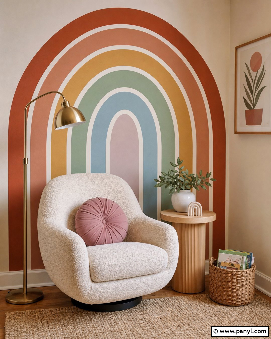 Arched Rainbow Stripe Wall - 30 Rainbow Stripe Wall Ideas