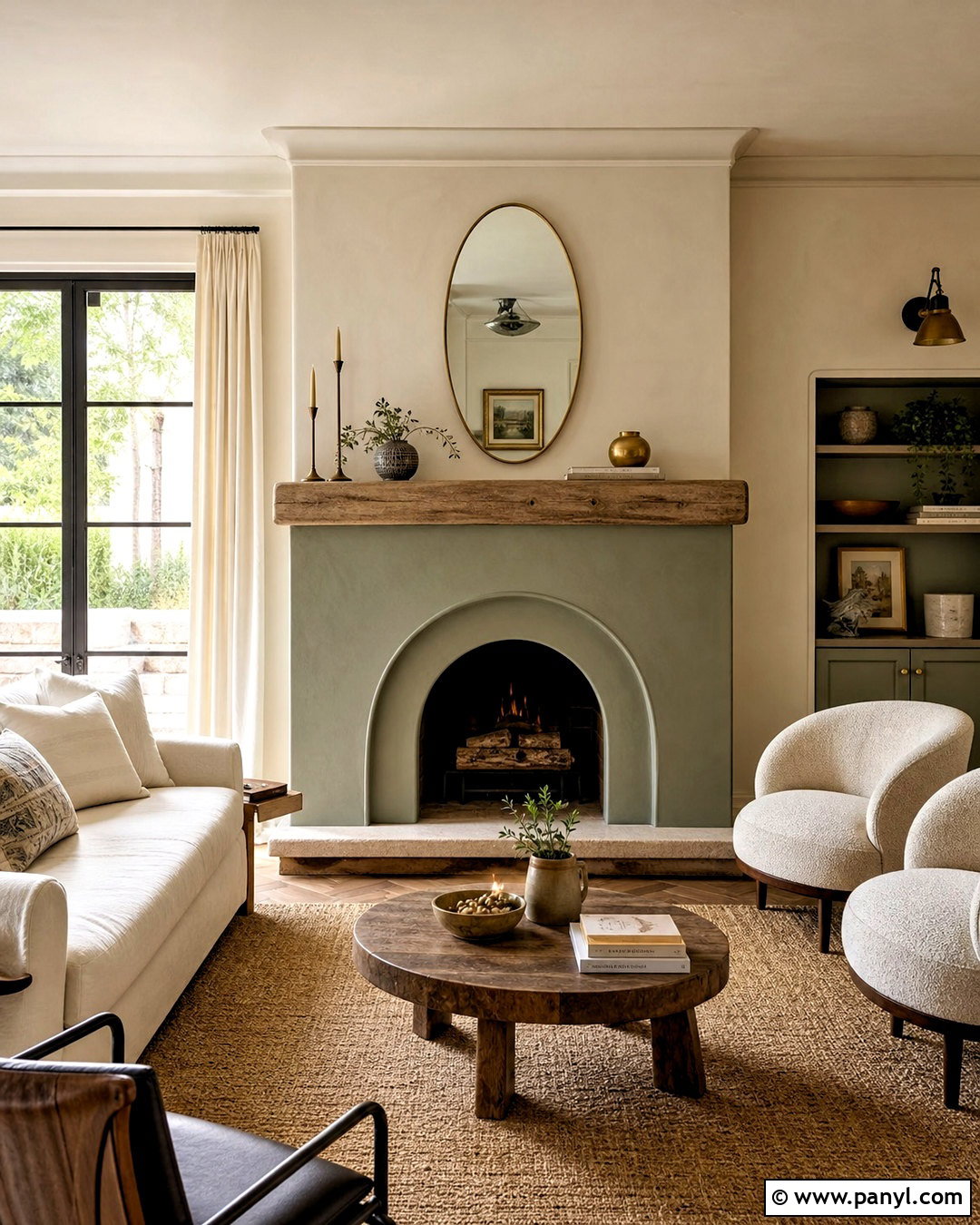 Arched Sage Green Fireplace - 20 sage green fireplace ideas