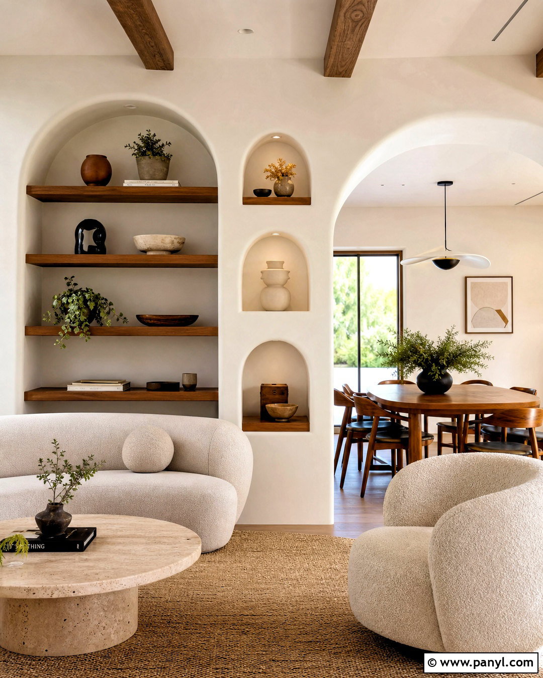 Arched Shelf Living Room Partition - 20 living room partition ideas