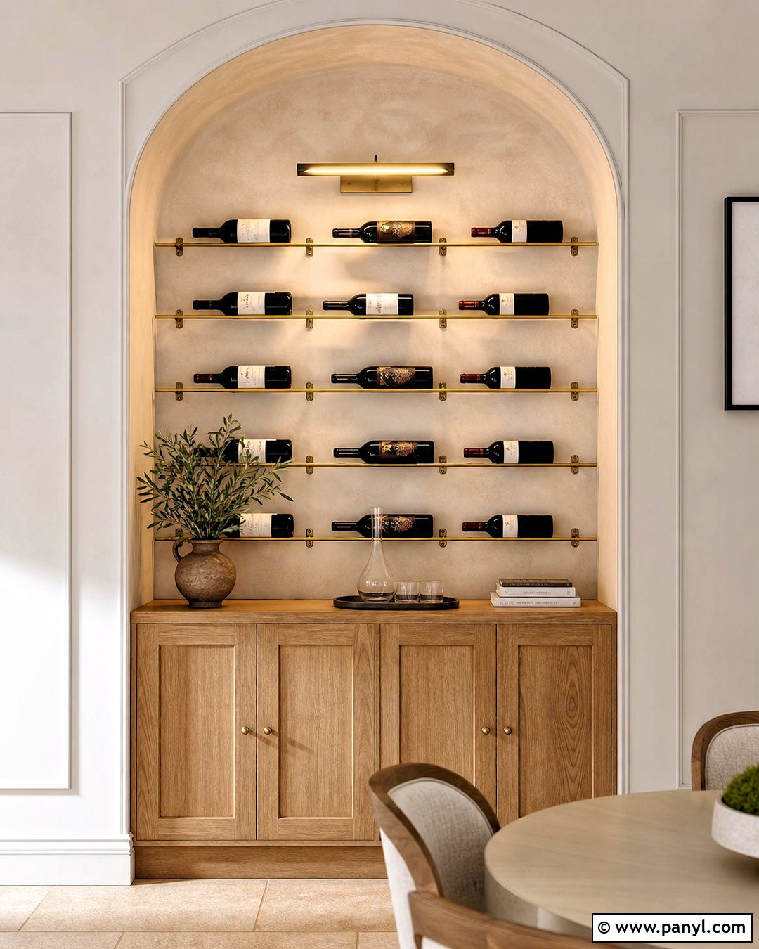 Arched Wine Wall Niche - 20 wine display wall ideas