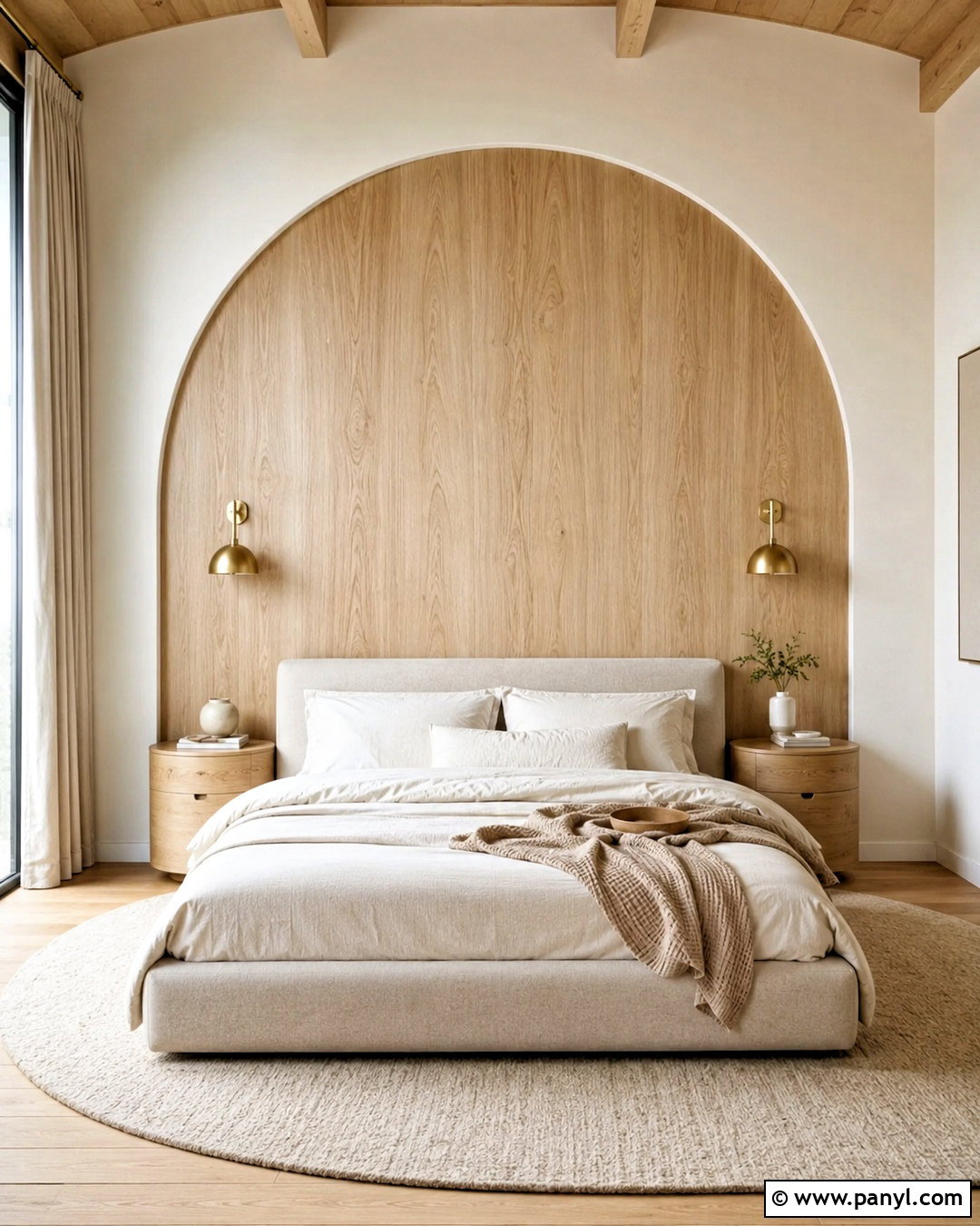 Arched Wood Panel Accent Wall - 20 diy accent wall bedroom ideas