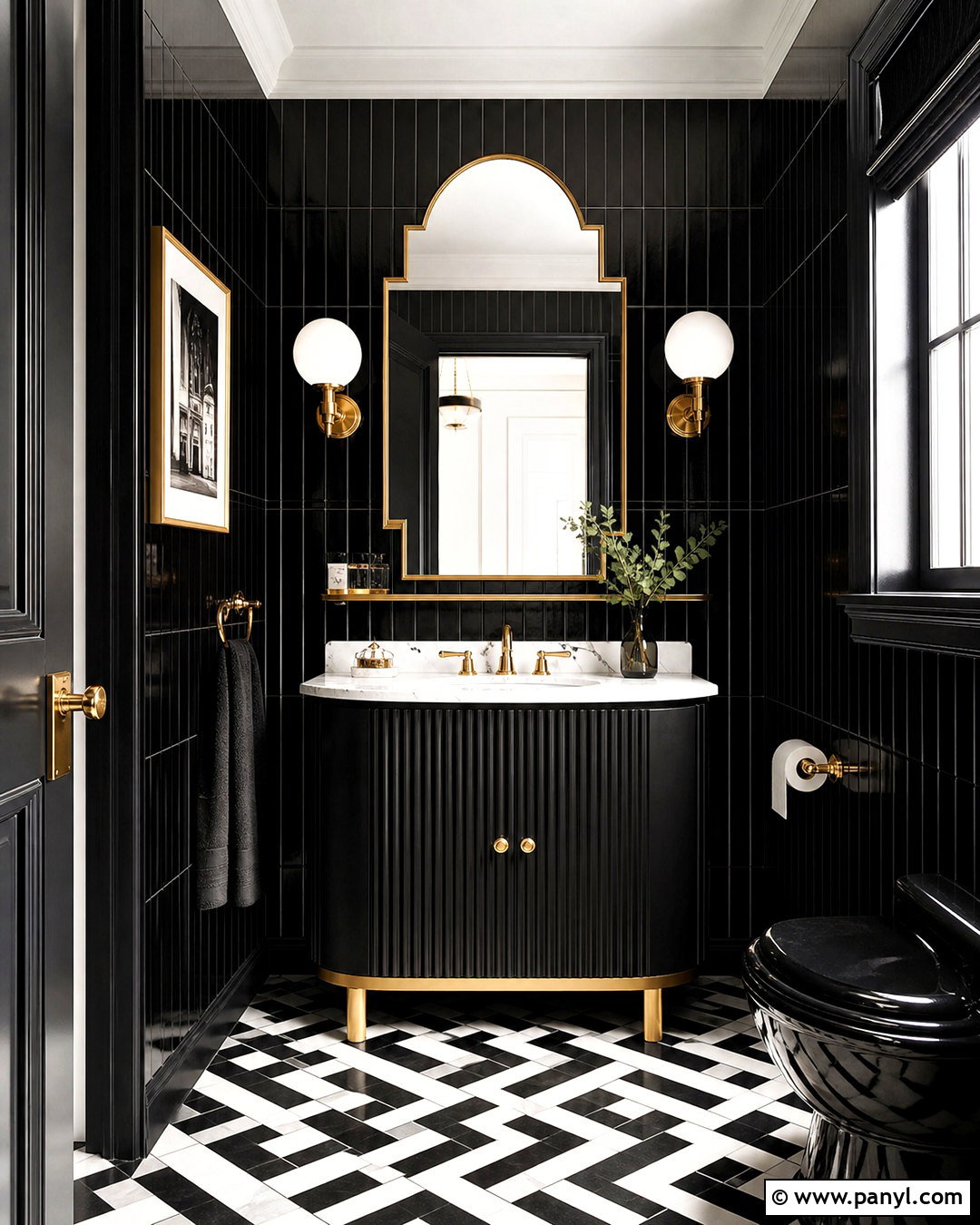 Art Deco Black And Gold Bathroom - 20 small black bathroom ideas