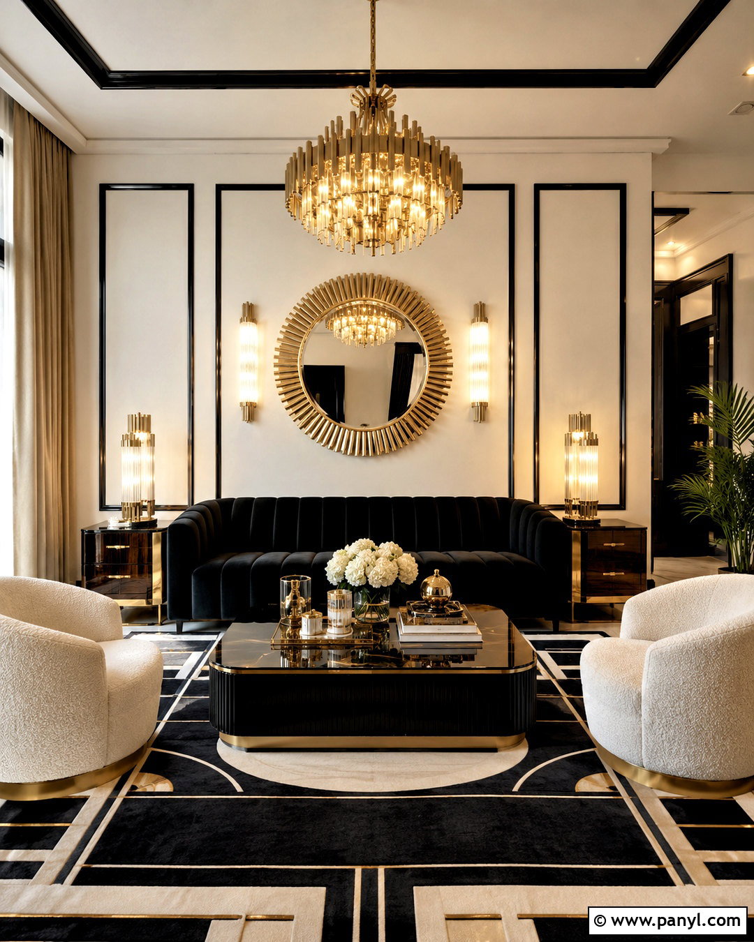 Art Deco Black And Gold Living Room - 20 black and gold interior design ideas