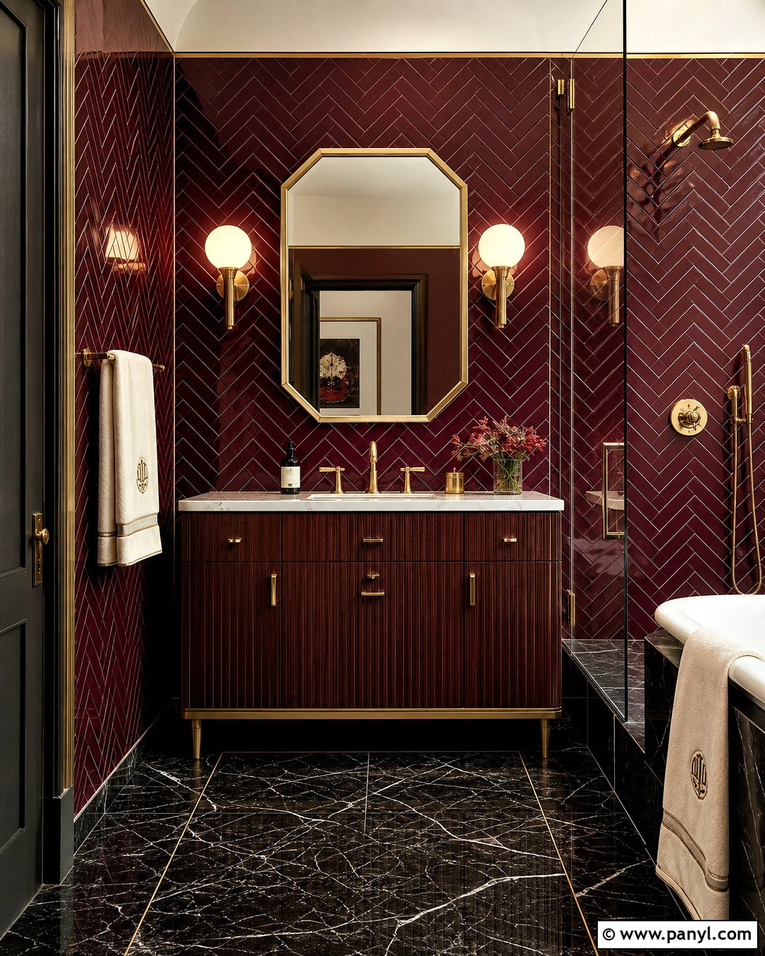 Art Deco Burgundy Bathroom - 20 burgundy bathroom ideas