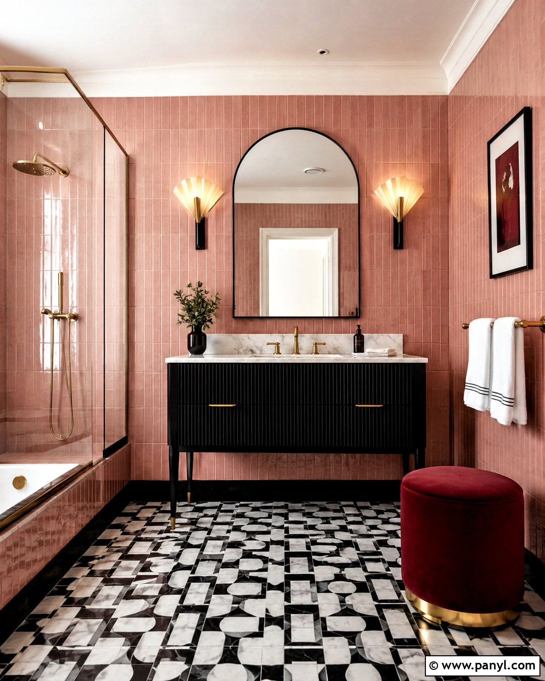 Art Deco Dusty Pink Bathroom - 20 dusty pink bathroom ideas