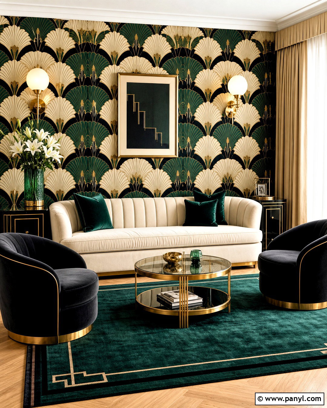 Art Deco Floral Wallpaper - 20 floral wallpaper living room ideas