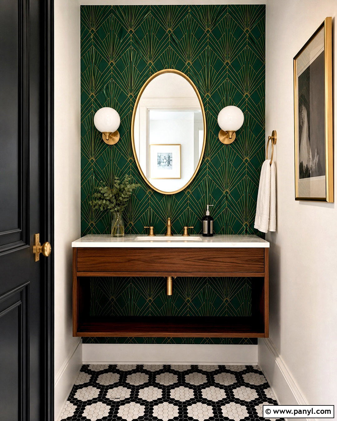 Art Deco Geometric Powder Room Wall - 20 geometric feature wall ideas