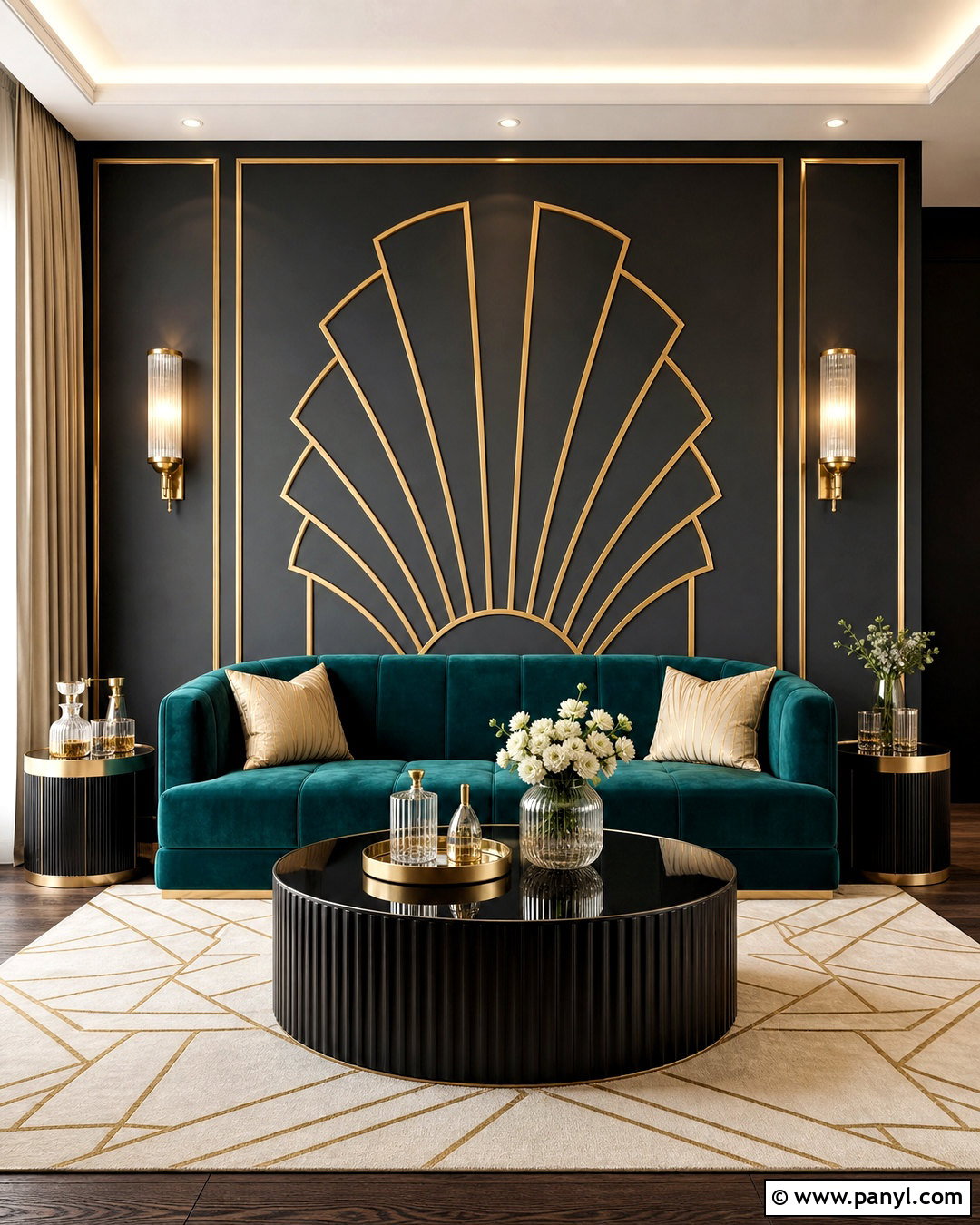 Art Deco Gold Feature Wall - 20 gold feature wall ideas