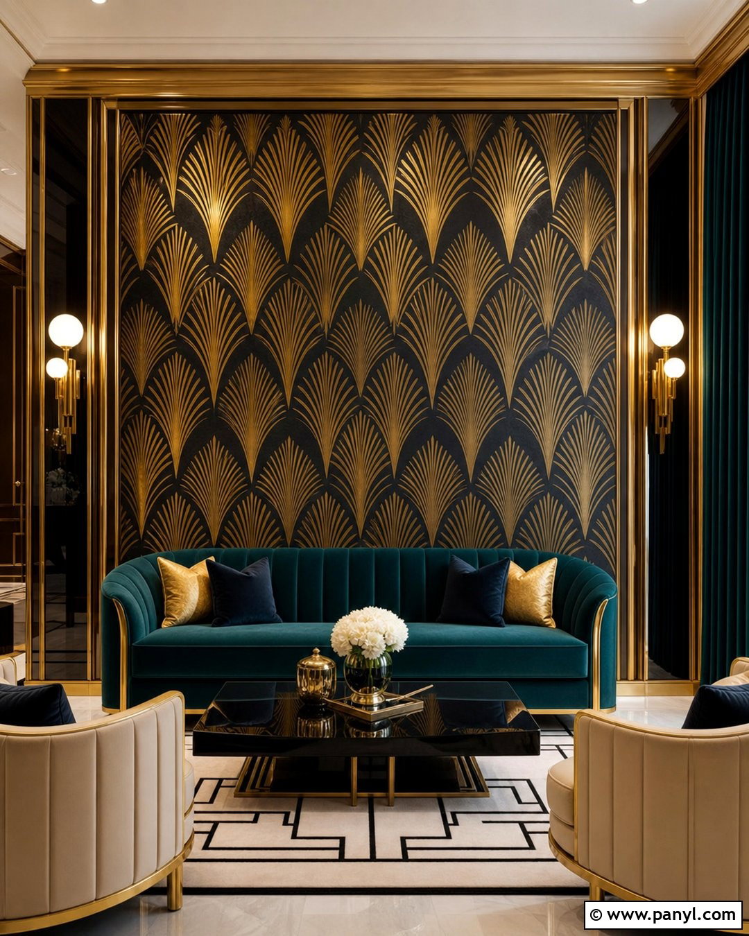 Art Deco Golden Wall - 35 golden wall ideas
