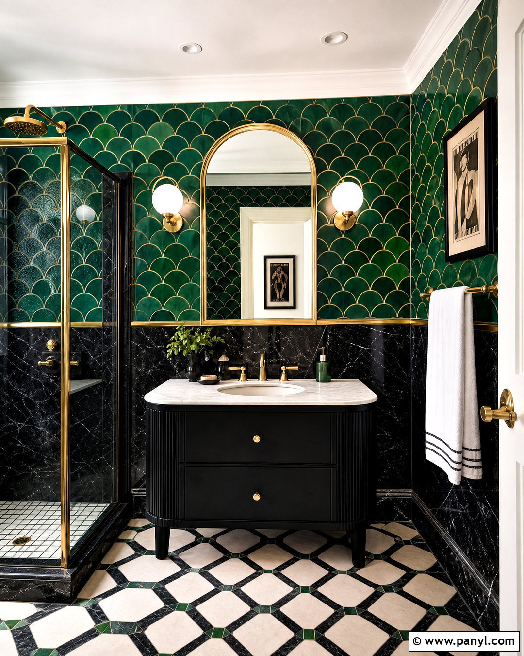 Art Deco Green And Black Bathroom - 20 dark green and black bathroom ideas