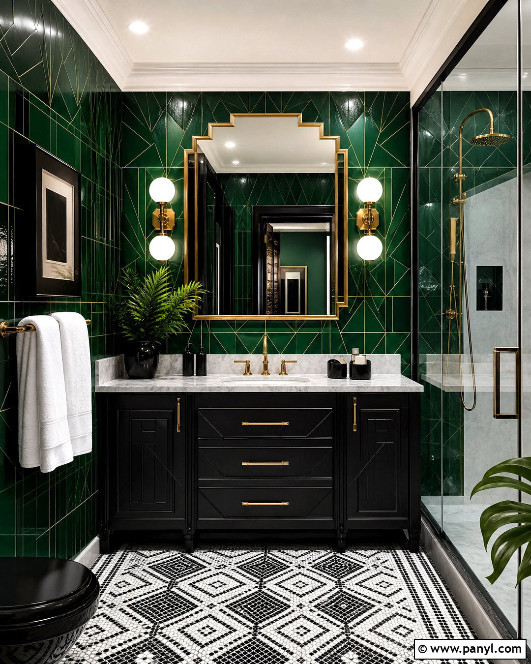 Art Deco Green Bathroom - 20 green bathroom inspo ideas