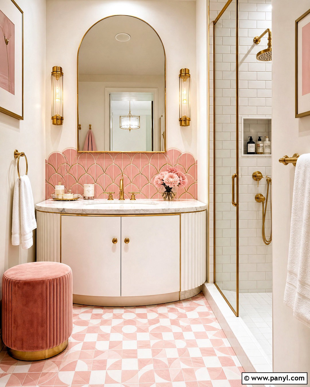Art Deco Pink And White Bathroom - 20 white and pink bathroom ideas