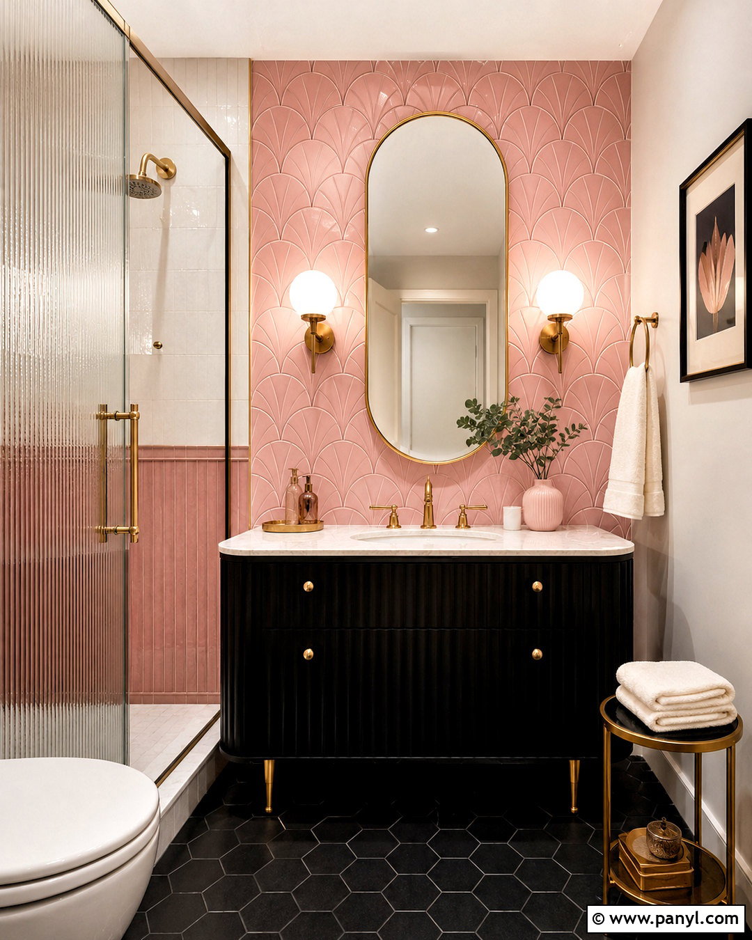 Art Deco Pink Bathroom - 20 pink bathroom aesthetic ideas