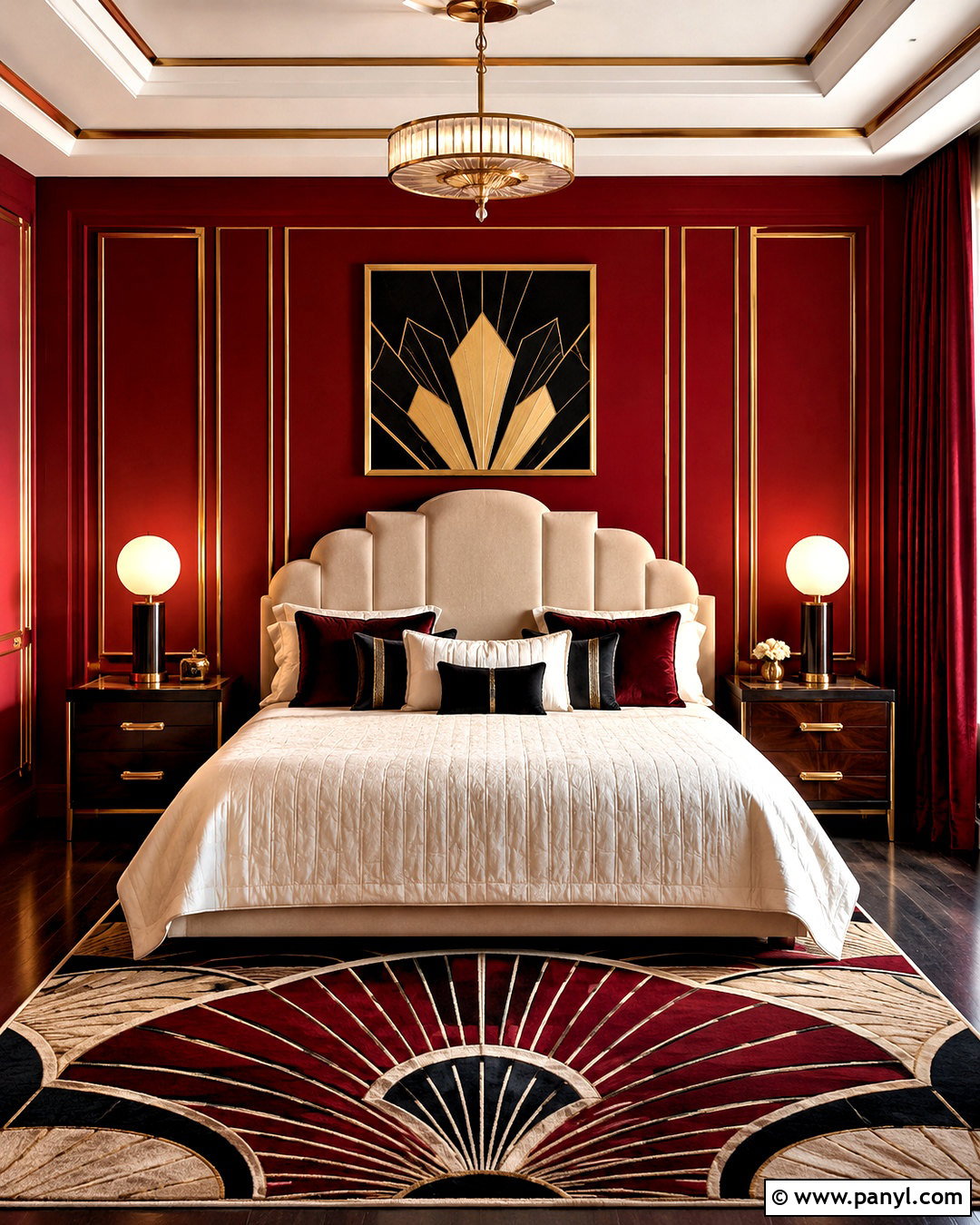 Art Deco Red Bedroom - 20 moody red bedroom ideas